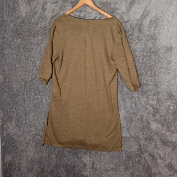 Wrap London Tunic blouse 100% linen olive green women's size 8 - Picture 7 of 10
